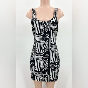 silence + noise Black and White Tribal Print Mini Dress